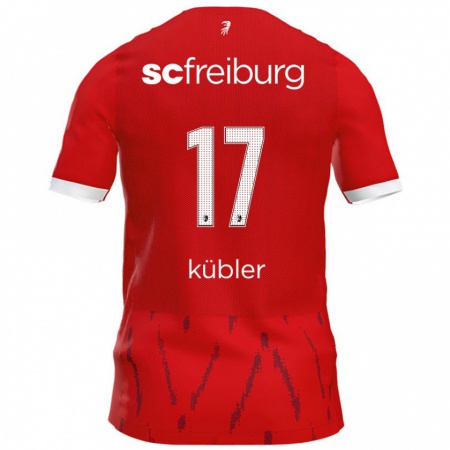 Kandiny Gyermek Lukas Kübler #17 Piros Hazai Jersey 2024/25 Mez Póló Ing