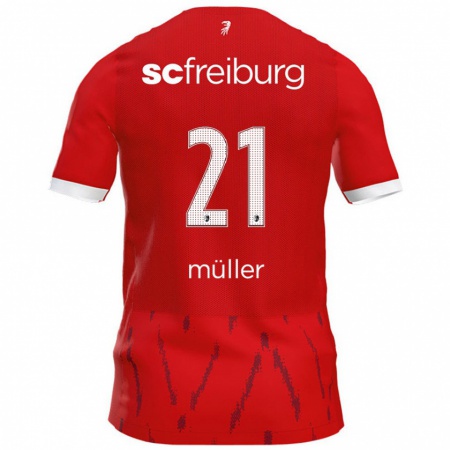 Kandiny Gyermek Florian Müller #21 Piros Hazai Jersey 2024/25 Mez Póló Ing