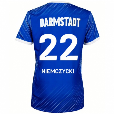 Kandiny Gyermek Karol Niemczycki #22 Kék Fehér Hazai Jersey 2024/25 Mez Póló Ing