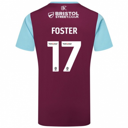 Kandiny Gyermek Lyle Foster #17 Bordó Égszínkék Hazai Jersey 2024/25 Mez Póló Ing