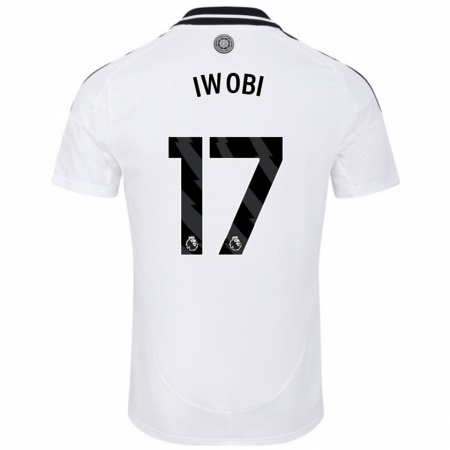 Kandiny Gyermek Alex Iwobi #17 Fehér Hazai Jersey 2024/25 Mez Póló Ing