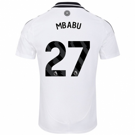 Kandiny Gyermek Kevin Mbabu #27 Fehér Hazai Jersey 2024/25 Mez Póló Ing