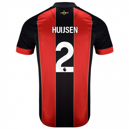 Kandiny Gyermek Dean Huijsen #2 Piros Fekete Hazai Jersey 2024/25 Mez Póló Ing