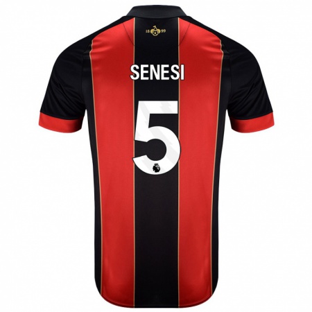 Kandiny Gyermek Marcos Senesi #5 Piros Fekete Hazai Jersey 2024/25 Mez Póló Ing