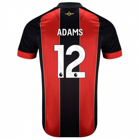 Kandiny Gyermek Tyler Adams #12 Piros Fekete Hazai Jersey 2024/25 Mez Póló Ing