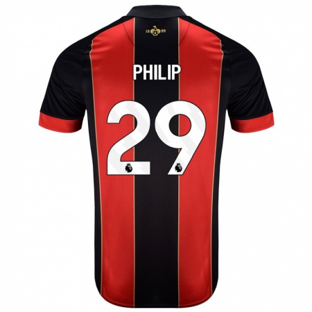 Kandiny Gyermek Philip Billing #29 Piros Fekete Hazai Jersey 2024/25 Mez Póló Ing