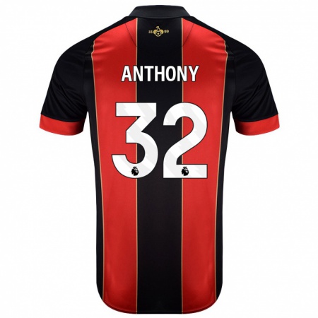 Kandiny Gyermek Jaidon Anthony #32 Piros Fekete Hazai Jersey 2024/25 Mez Póló Ing