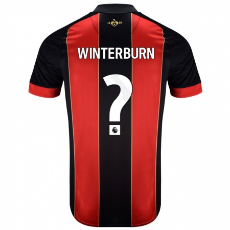 Kandiny Gyermek Ben Winterburn #0 Piros Fekete Hazai Jersey 2024/25 Mez Póló Ing