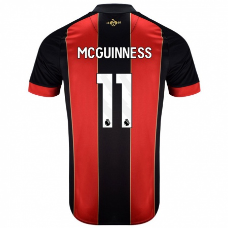 Kandiny Gyermek Gemma Mcguinness #11 Piros Fekete Hazai Jersey 2024/25 Mez Póló Ing