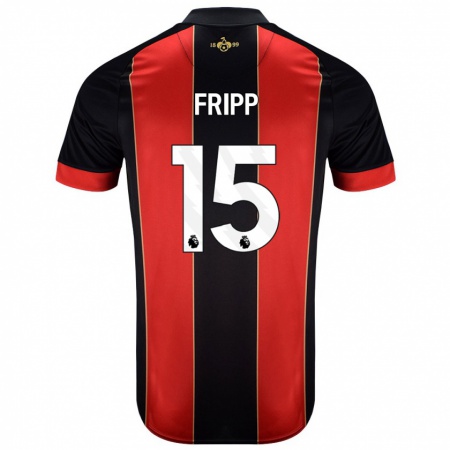 Kandiny Gyermek Kelly Fripp #15 Piros Fekete Hazai Jersey 2024/25 Mez Póló Ing