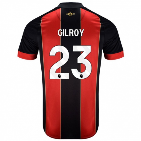 Kandiny Gyermek Chloe Gilroy #23 Piros Fekete Hazai Jersey 2024/25 Mez Póló Ing