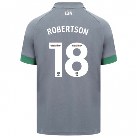 Kandiny Gyermek Alex Robertson #18 Sötétszürke Idegenbeli Jersey 2024/25 Mez Póló Ing