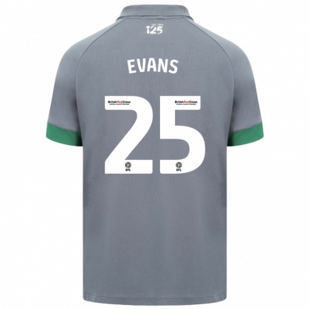 Kandiny Gyermek Kieron Evans #25 Sötétszürke Idegenbeli Jersey 2024/25 Mez Póló Ing