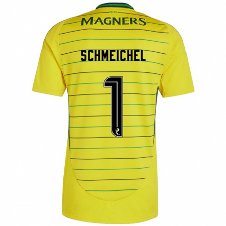 Kandiny Gyermek Kasper Schmeichel #1 Sárga Idegenbeli Jersey 2024/25 Mez Póló Ing