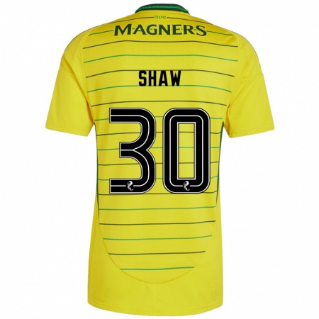 Kandiny Gyermek Liam Shaw #30 Sárga Idegenbeli Jersey 2024/25 Mez Póló Ing