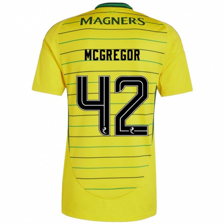 Kandiny Gyermek Callum Mcgregor #42 Sárga Idegenbeli Jersey 2024/25 Mez Póló Ing