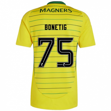 Kandiny Gyermek Liam Bonetig #75 Sárga Idegenbeli Jersey 2024/25 Mez Póló Ing