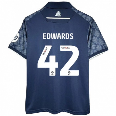 Kandiny Gyermek Callum Edwards #42 Fekete Idegenbeli Jersey 2024/25 Mez Póló Ing