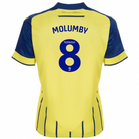 Kandiny Gyermek Jayson Molumby #8 Sárga Kék Idegenbeli Jersey 2024/25 Mez Póló Ing