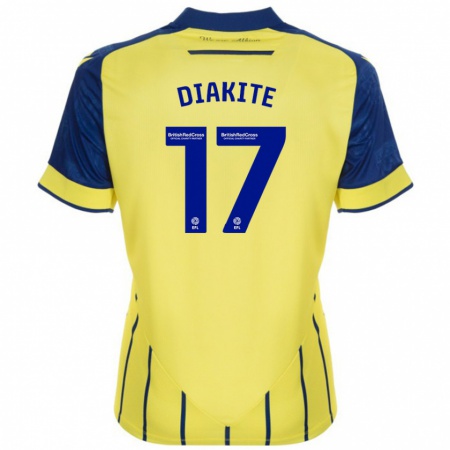 Kandiny Gyermek Ousmane Diakité #17 Sárga Kék Idegenbeli Jersey 2024/25 Mez Póló Ing