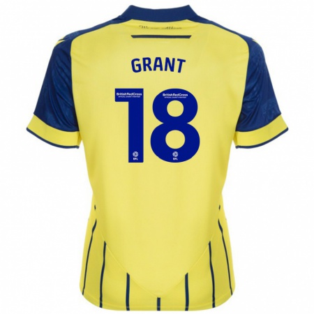 Kandiny Gyermek Karlan Grant #18 Sárga Kék Idegenbeli Jersey 2024/25 Mez Póló Ing