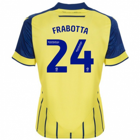 Kandiny Gyermek Gianluca Frabotta #24 Sárga Kék Idegenbeli Jersey 2024/25 Mez Póló Ing