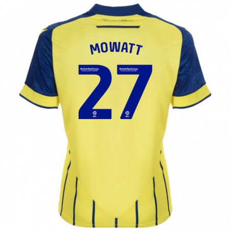 Kandiny Gyermek Alex Mowatt #27 Sárga Kék Idegenbeli Jersey 2024/25 Mez Póló Ing