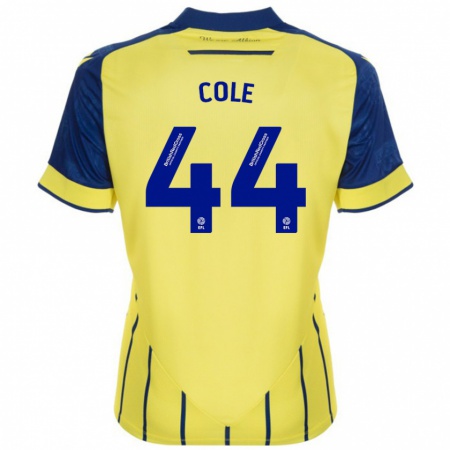 Kandiny Gyermek Devante Cole #44 Sárga Kék Idegenbeli Jersey 2024/25 Mez Póló Ing