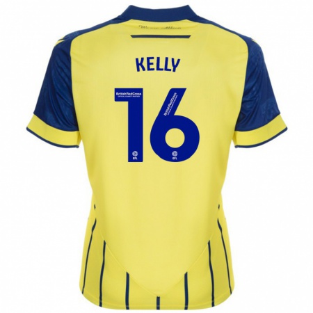 Kandiny Gyermek Martin Kelly #16 Sárga Kék Idegenbeli Jersey 2024/25 Mez Póló Ing