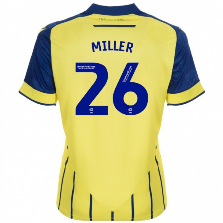 Kandiny Gyermek Nna Miller #26 Sárga Kék Idegenbeli Jersey 2024/25 Mez Póló Ing