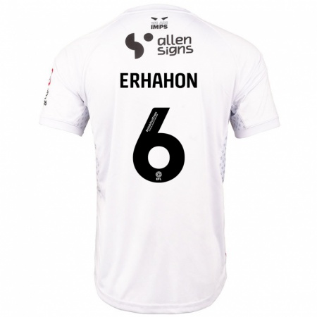 Kandiny Gyermek Ethan Erhahon #6 Piros Fehér Idegenbeli Jersey 2024/25 Mez Póló Ing