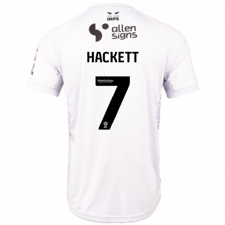 Kandiny Gyermek Reeco Hackett #7 Piros Fehér Idegenbeli Jersey 2024/25 Mez Póló Ing