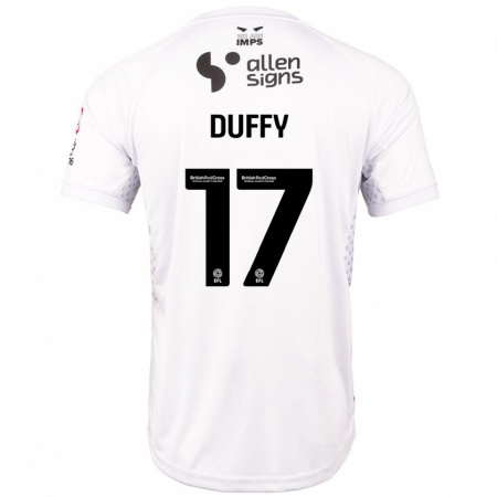 Kandiny Gyermek Dylan Duffy #17 Piros Fehér Idegenbeli Jersey 2024/25 Mez Póló Ing