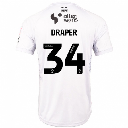 Kandiny Gyermek Freddie Draper #34 Piros Fehér Idegenbeli Jersey 2024/25 Mez Póló Ing