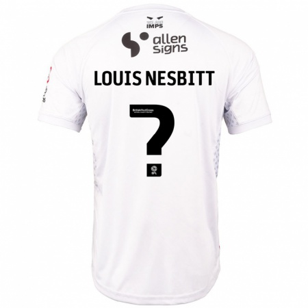 Kandiny Gyermek Louis Nesbitt #0 Piros Fehér Idegenbeli Jersey 2024/25 Mez Póló Ing