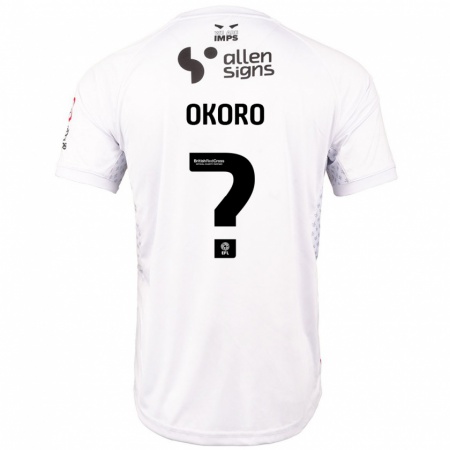 Kandiny Gyermek Zane Okoro #0 Piros Fehér Idegenbeli Jersey 2024/25 Mez Póló Ing