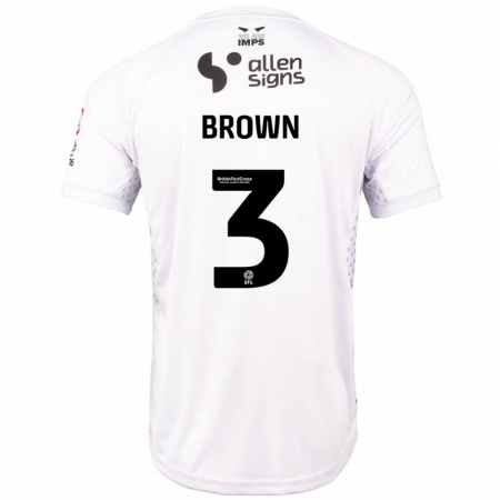 Kandiny Gyermek Jaden Brown #3 Piros Fehér Idegenbeli Jersey 2024/25 Mez Póló Ing