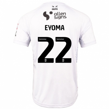 Kandiny Gyermek Timothy Eyoma #22 Piros Fehér Idegenbeli Jersey 2024/25 Mez Póló Ing