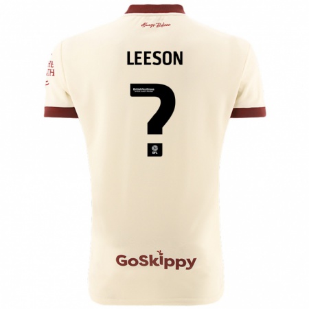 Kandiny Gyermek Harry Leeson #0 Krém Fehér Idegenbeli Jersey 2024/25 Mez Póló Ing