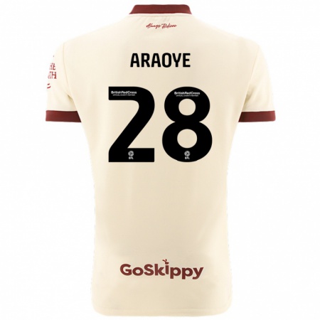 Kandiny Gyermek Raphael Araoye #28 Krém Fehér Idegenbeli Jersey 2024/25 Mez Póló Ing