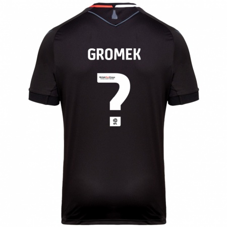 Kandiny Gyermek Wiktor Gromek #0 Fekete Idegenbeli Jersey 2024/25 Mez Póló Ing