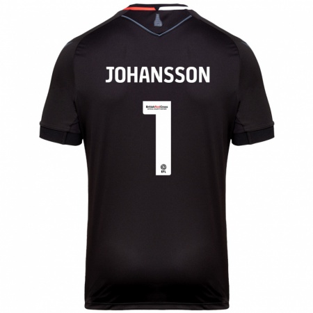 Kandiny Gyermek Viktor Johansson #1 Fekete Idegenbeli Jersey 2024/25 Mez Póló Ing