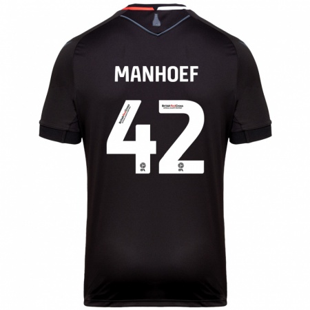 Kandiny Gyermek Million Manhoef #42 Fekete Idegenbeli Jersey 2024/25 Mez Póló Ing