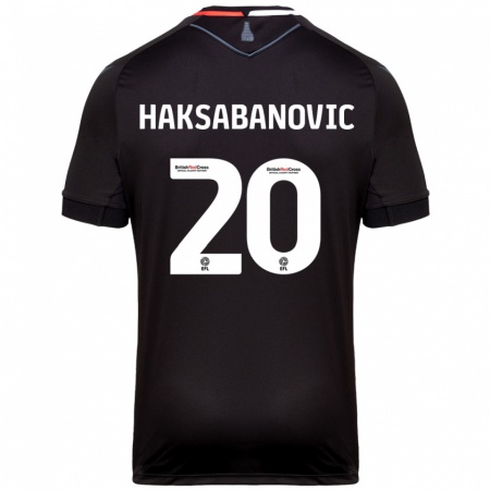 Kandiny Gyermek Sead Hakšabanović #20 Fekete Idegenbeli Jersey 2024/25 Mez Póló Ing