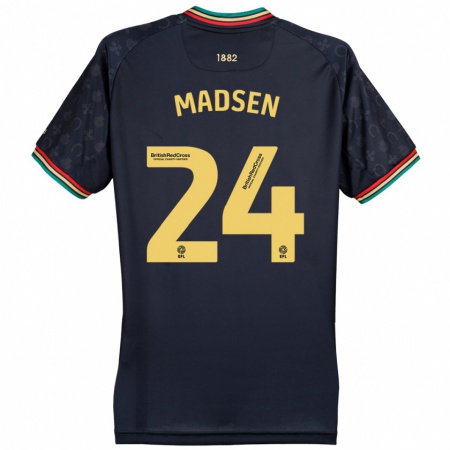 Kandiny Gyermek Nicolas Madsen #24 Sötét Sötétkék Idegenbeli Jersey 2024/25 Mez Póló Ing