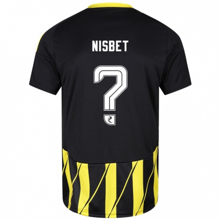 Kandiny Gyermek Kevin Nisbet #0 Fekete Sárga Idegenbeli Jersey 2024/25 Mez Póló Ing