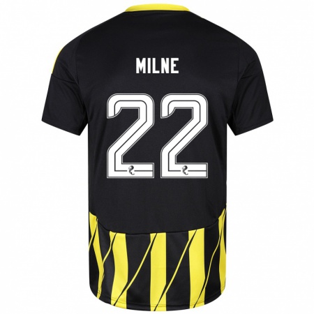 Kandiny Gyermek Jack Milne #22 Fekete Sárga Idegenbeli Jersey 2024/25 Mez Póló Ing