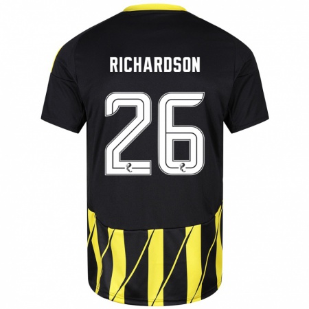 Kandiny Gyermek Jayden Richardson #26 Fekete Sárga Idegenbeli Jersey 2024/25 Mez Póló Ing