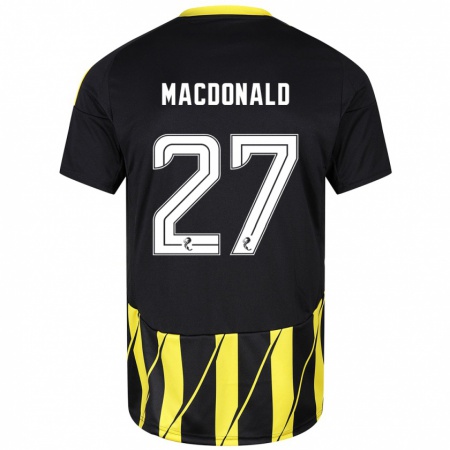 Kandiny Gyermek Angus Macdonald #27 Fekete Sárga Idegenbeli Jersey 2024/25 Mez Póló Ing