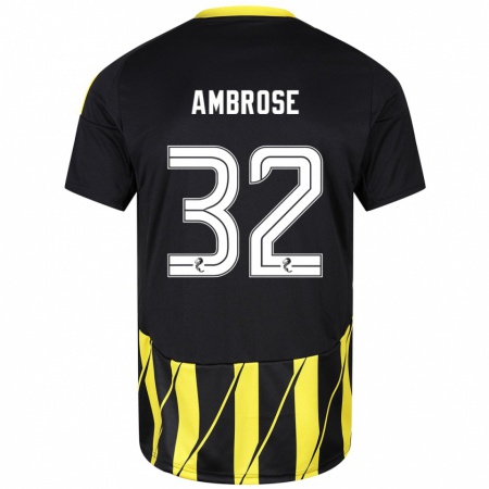 Kandiny Gyermek Peter Ambrose #32 Fekete Sárga Idegenbeli Jersey 2024/25 Mez Póló Ing